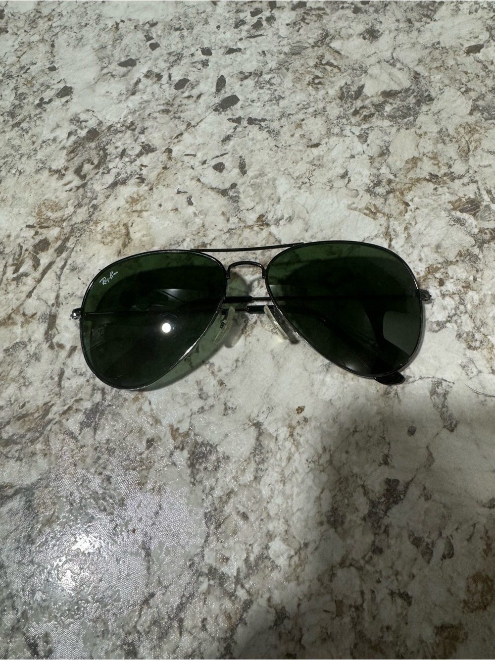 Ray-Ban Aviator Sunglasses with Dark Green Lenses and Black Frame